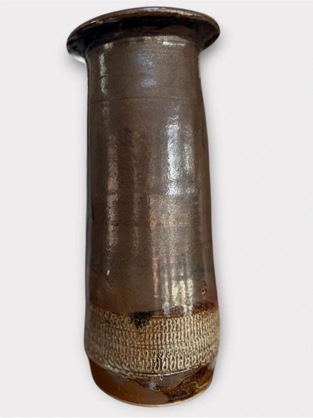 Handmade Ceramic Vase in Brown and Cream